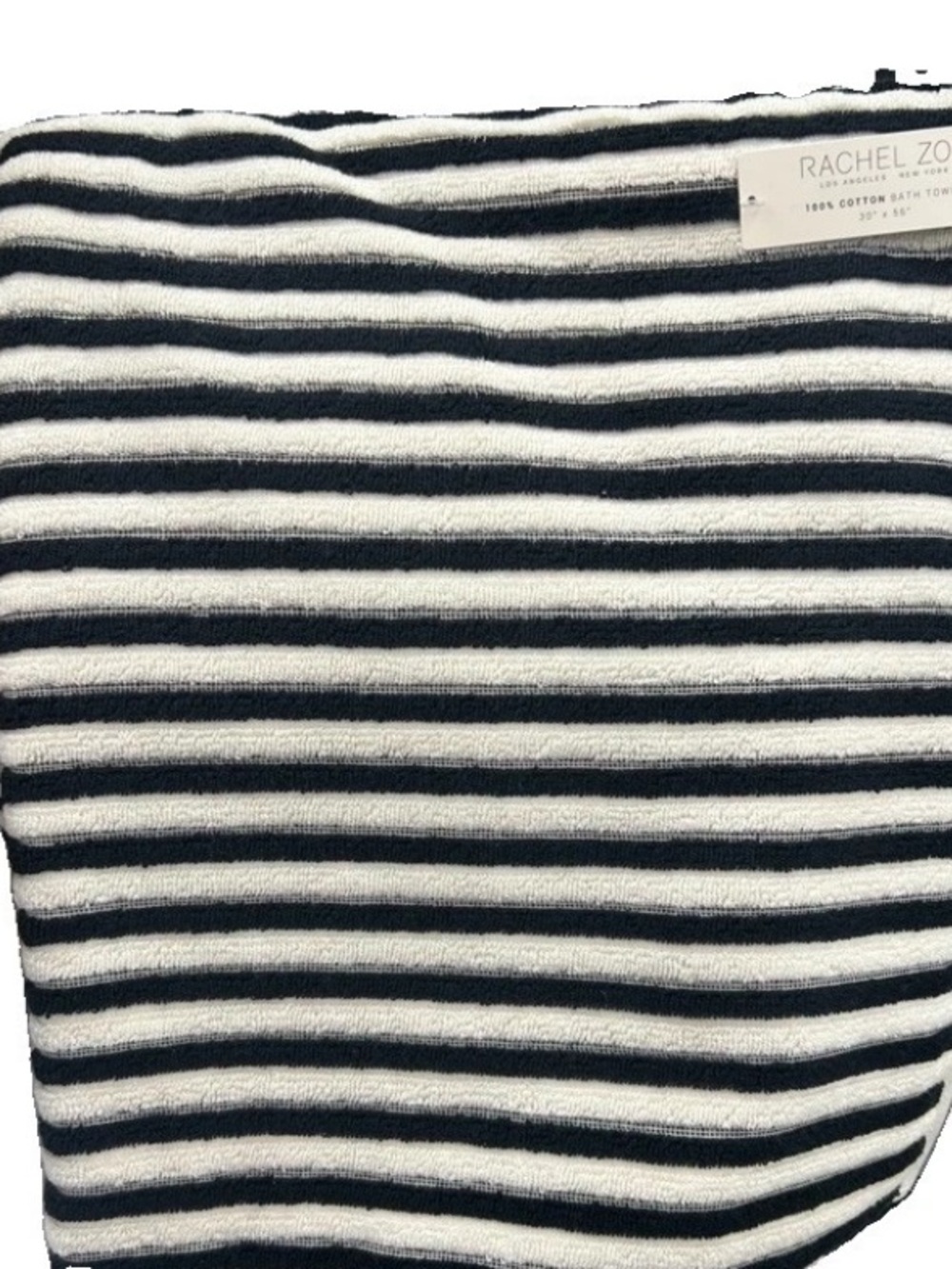 Rachel Zoe Black and White Striped Cotton Bath Towels 30”x56” Set of 2